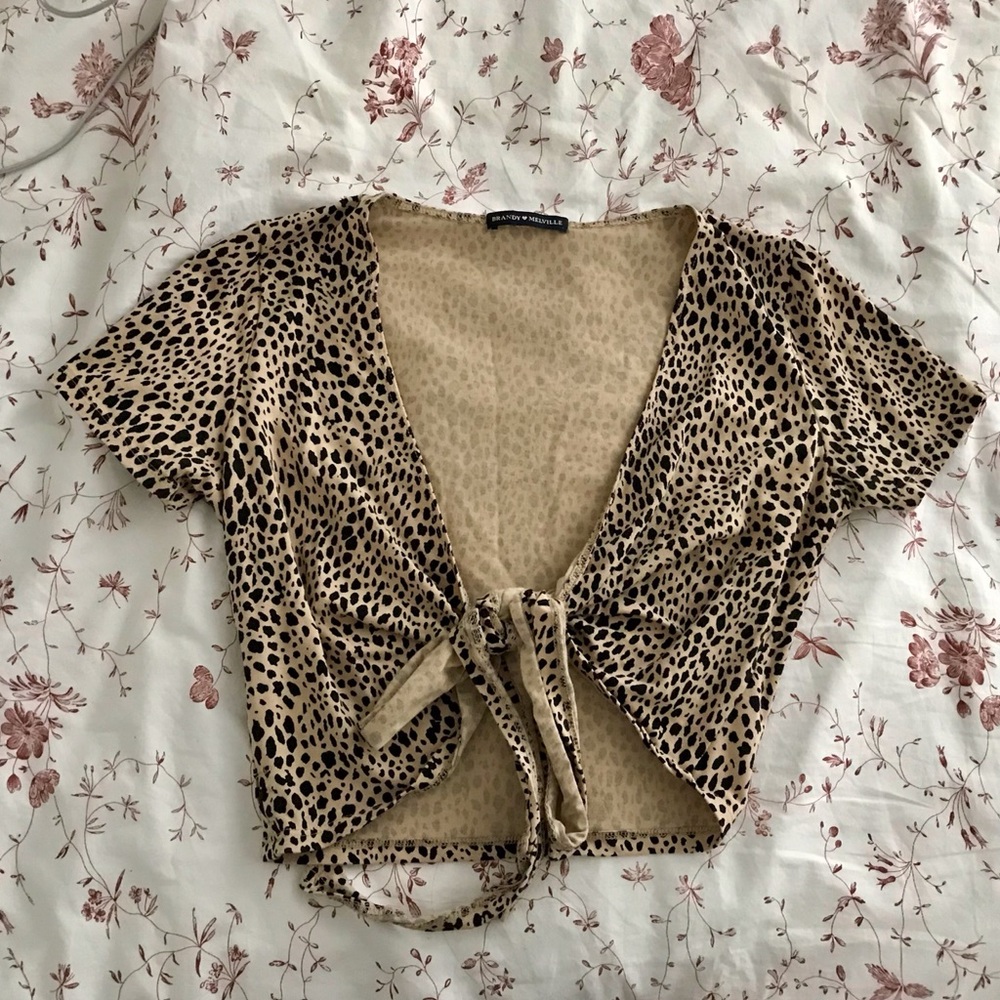 RARE brandy melville leopard rae wrap top